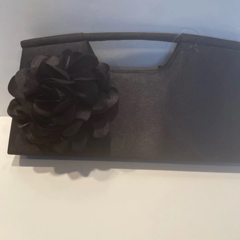 NWT Fioni Night Black Satiny Dressy Clutch - Picture 1 of 7